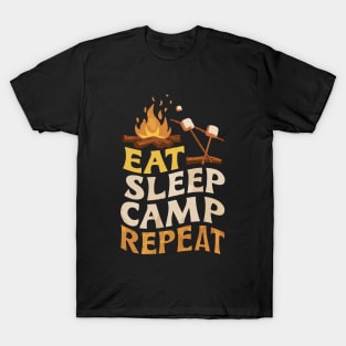 Eat Sleep Camp Repeat. Vintage Camping T-Shirt